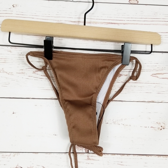 Shein | Brown Ribbed Crisscross Thong Bikini Set NEW - Picture 8 of 9